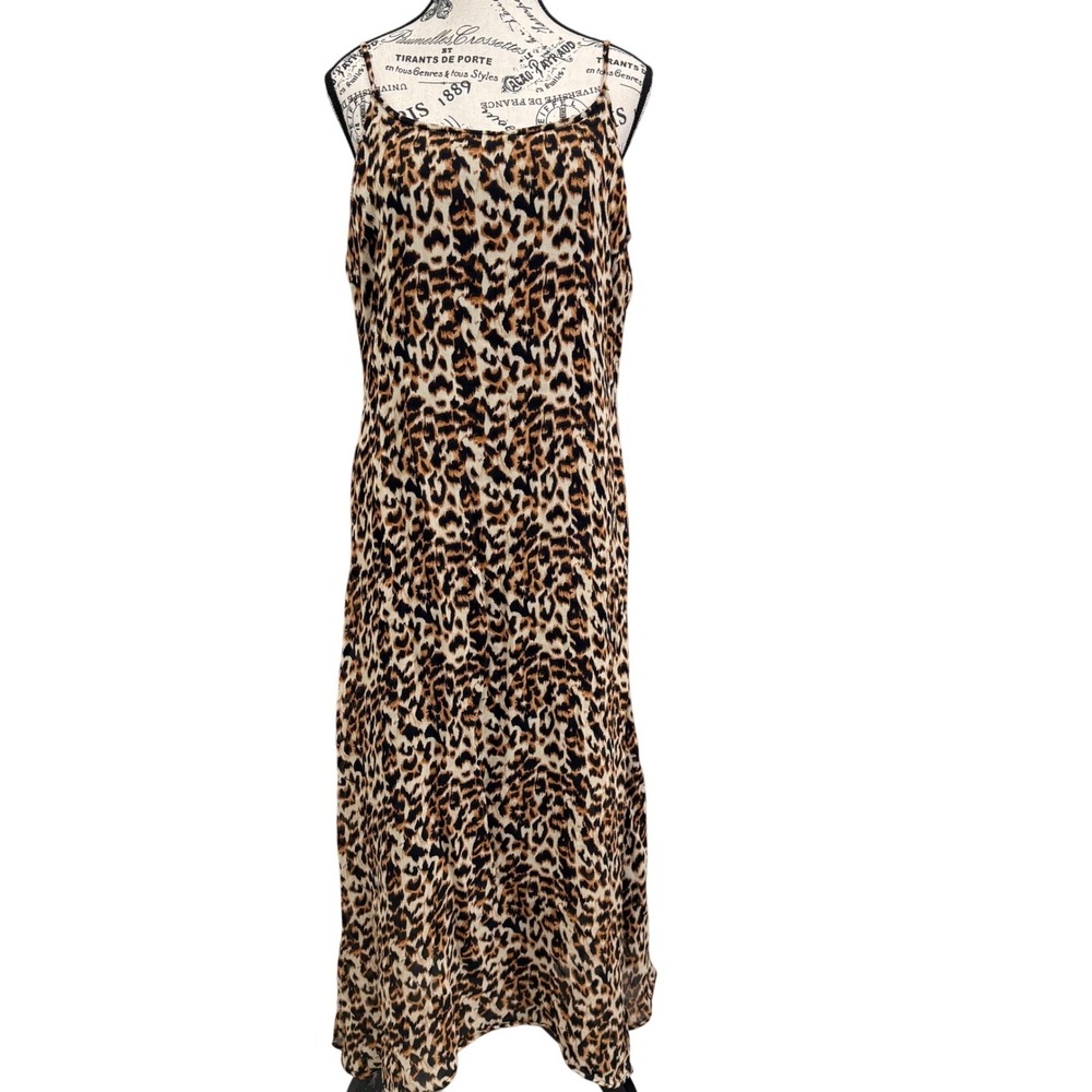 Styleworks‎ Animal Print Maxi Dress Spaghetti Strap Casual Women's Size 16
